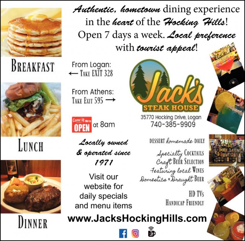 Authentic Hometown Dining Experience, Jack's Steak House, Logan, OH
